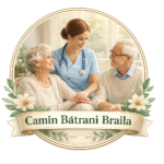 Logo Camin Batrani Braila cu asistenta medicala care ingrijeste seniori